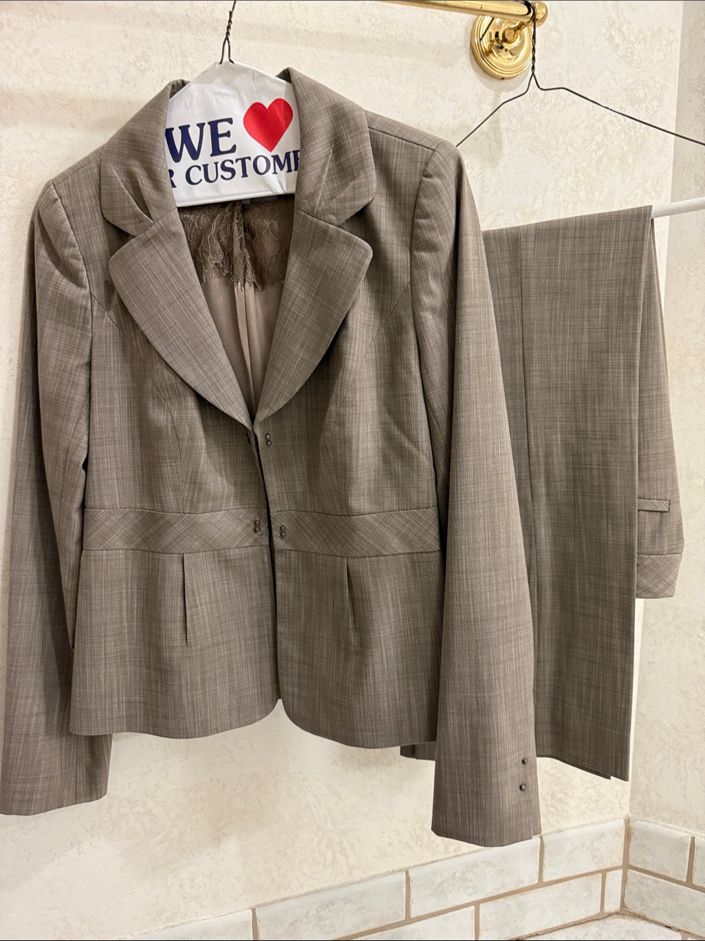 Classiques Entier Taupe Plaid Women's Blazer And Trouser Set